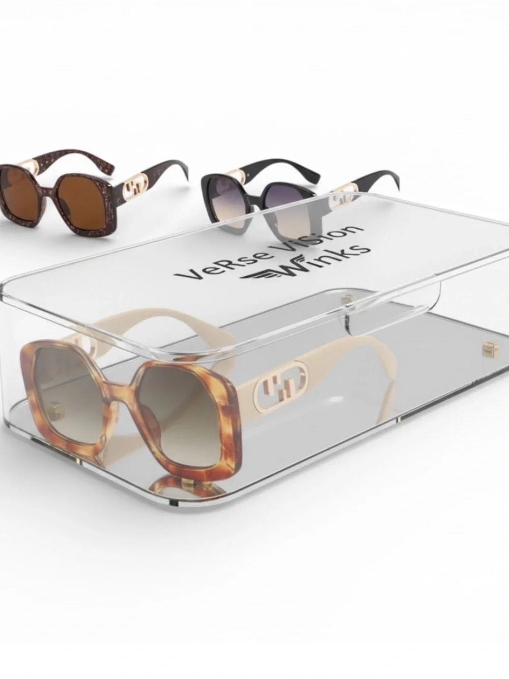 W!nks- Cream Tortoiseshell Square Sunglasses in Amber - Unisex Accessories